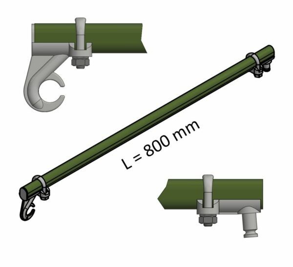 Boční držák TRAM s hákem a čepem l=800mm