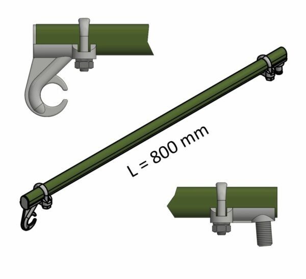 Boční držák TRAM s hákem a závitem M16 l=800mm