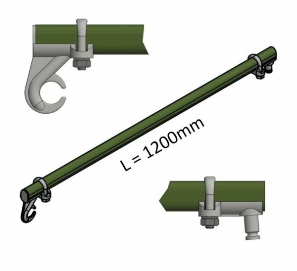 Boční držák TRAM s hákem a čepem l=1200mm