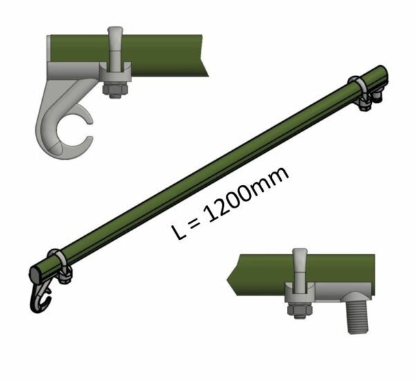 Boční držák TRAM s hákem a závitem M16 l=1200mm