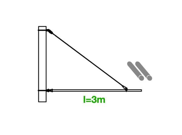 Sestava výložníku 2x ø55 GFK - 3m včetně vyvěšení