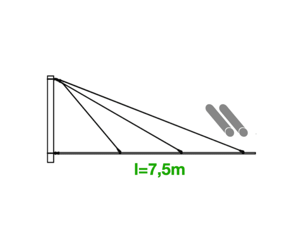 Sestava výložníku 2x ø55 GFK - 7,5m včetně vyvěšení