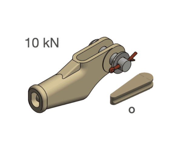 Koncovka klínová 10 kN na lano 70 mm včetně klínku O